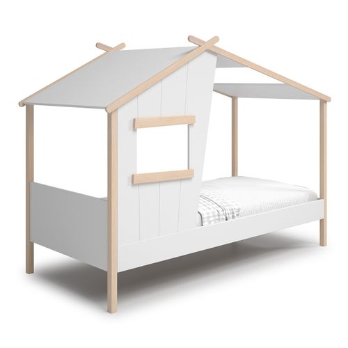 Lit Cabane Pour Enfant En Bois Coloris Blanc, Couchage 90 X 190 Cm - L. 215 X P. 103 X H. 158 Cm