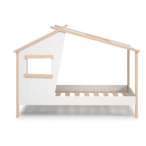 Lit Cabane Pour Enfant En Bois Coloris Blanc, Couchage 90 X 190 Cm - L. 215 X P. 103 X H. 158 Cm