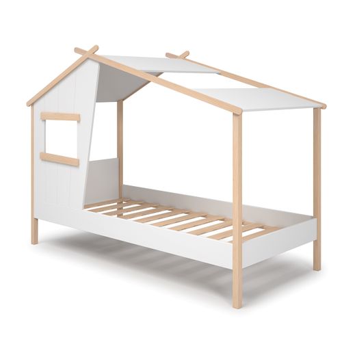 Lit Cabane Pour Enfant En Bois Coloris Blanc, Couchage 90 X 190 Cm - L. 215 X P. 103 X H. 158 Cm