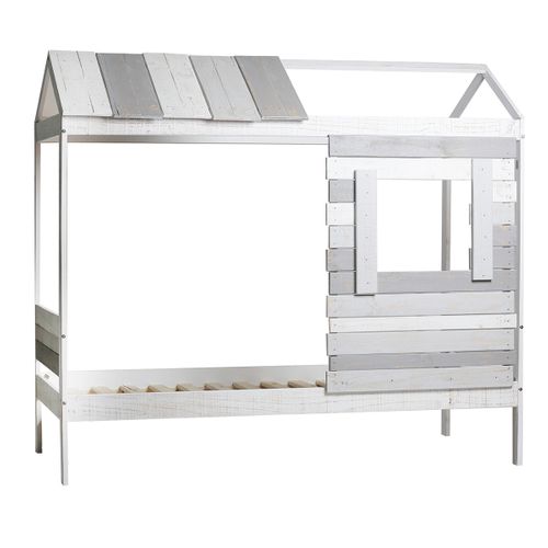 Lit Cabane Pour Enfant En Bois Coloris Blanc, Gris
