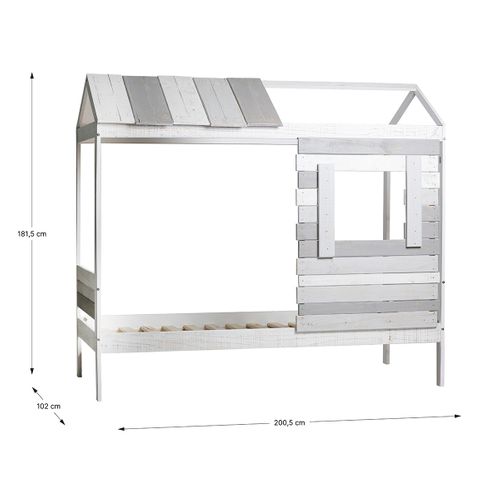 Lit Cabane Pour Enfant En Bois Coloris Blanc, Gris