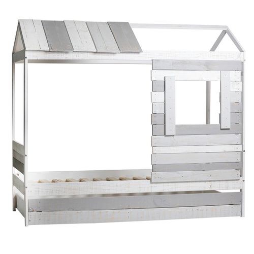 Lit Cabane Pour Enfant En Bois Coloris Blanc, Gris