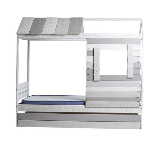 Lit Cabane Pour Enfant En Bois Coloris Blanc, Gris
