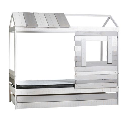 Lit Cabane Pour Enfant En Bois Coloris Blanc, Gris