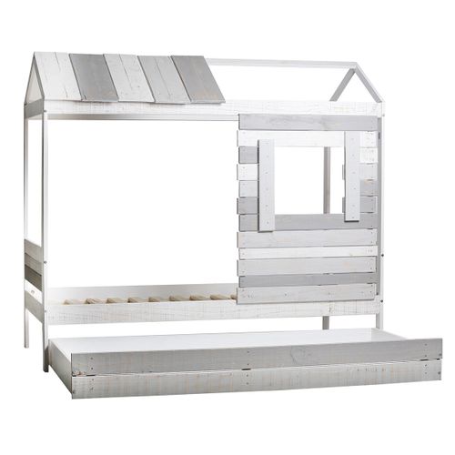 Lit Cabane Pour Enfant En Bois Coloris Blanc, Gris