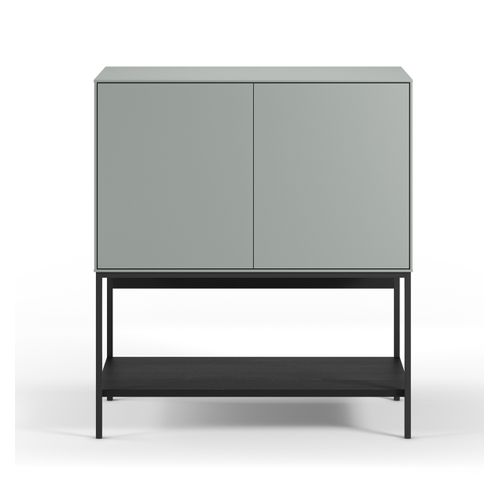 Buffet, Meuble De Rangement Aspect Bois Avec 2 Portes Coloris Vert, Pieds En Métal Noir