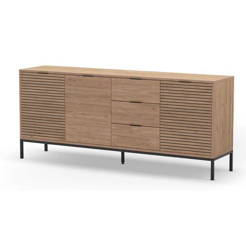 Meuble TV, Meuble De Salon Avec 3 Tiroirs Et 3 Portes Aspect Bois Coloris Naturel