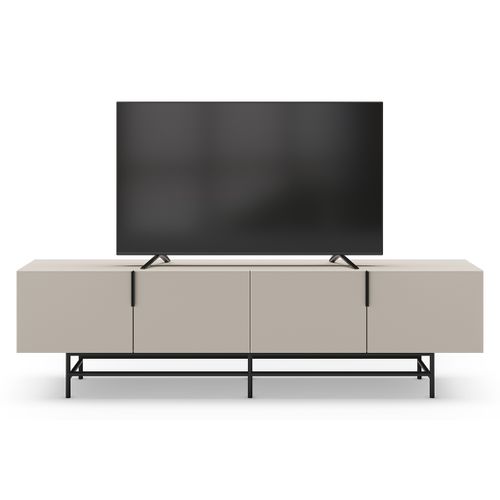 Meuble TV, Meuble De Salon Aspect Bois Coloris Crème, Pieds En Métal Noir