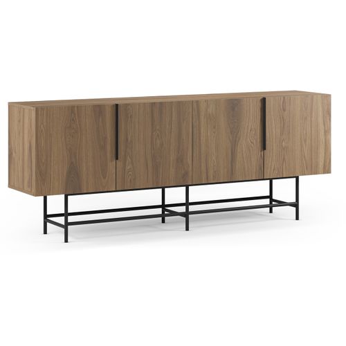 Buffet, Meuble De Rangement Aspect Bois Coloris Chêne Et Pieds En Métal Noir