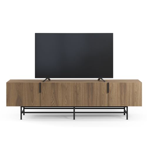 Meuble TV, Meuble De Salon Rectangulaire Avec 4 Portes Aspect Bois Coloris Chêne