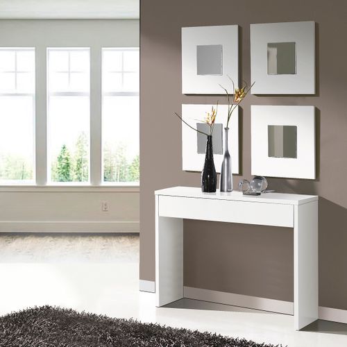 Table Console, Meuble Console Avec 1 Tiroir Coloris Blanc - L. 100 X P. 30 X H. 76 Cm