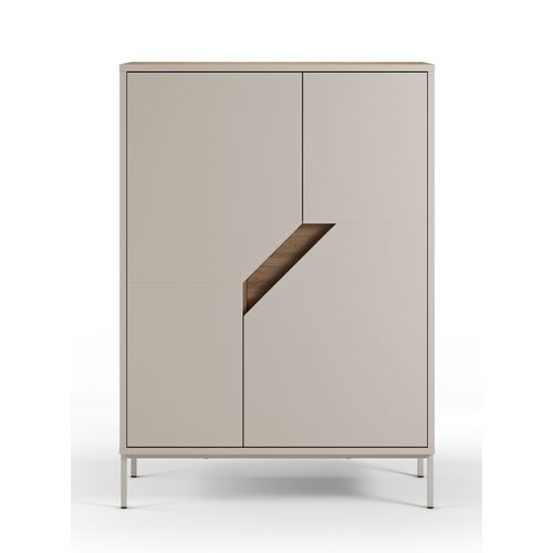 Buffet, Meuble De Rangement Avec 2 Portes Aspect Bois Coloris Chêne, Crème