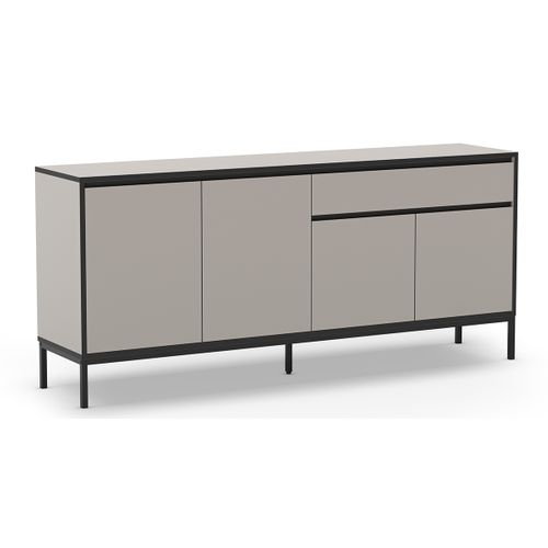 Buffet, Meuble De Rangement Avec 4 Portes Et 1 Tiroir Aspect Bois Coloris Crème, Pieds En Métal
