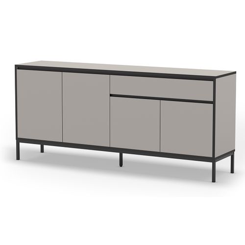 Buffet, Meuble De Rangement Avec 4 Portes Et 1 Tiroir Aspect Bois Coloris Crème, Pieds En Métal