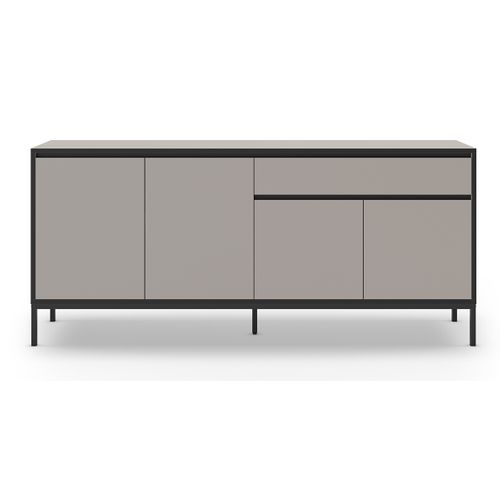 Buffet, Meuble De Rangement Avec 4 Portes Et 1 Tiroir Aspect Bois Coloris Crème, Pieds En Métal
