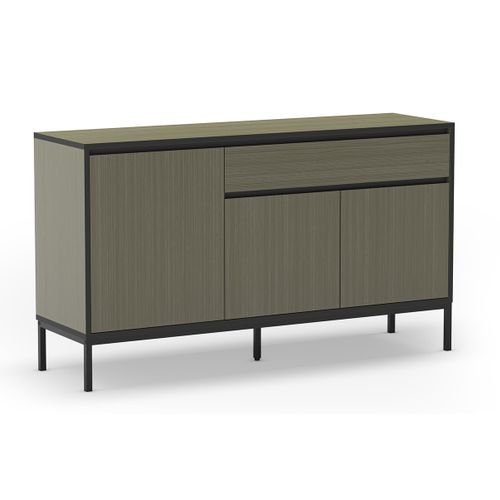 Buffet, Commode De Rangement Avec 3 Portes Et 1 Tiroir Aspect Bois Coloris Vert, Pieds En Métal