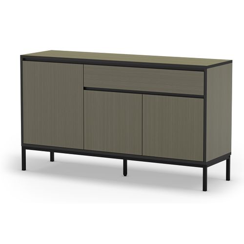 Buffet, Commode De Rangement Avec 3 Portes Et 1 Tiroir Aspect Bois Coloris Vert, Pieds En Métal