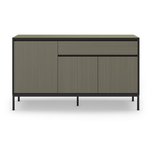 Buffet, Commode De Rangement Avec 3 Portes Et 1 Tiroir Aspect Bois Coloris Vert, Pieds En Métal