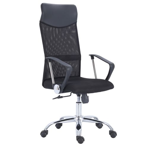 Chaise Du Bureau Pivotante En Simili-cuir Coloris Noir Et Métal Coloris Chromé