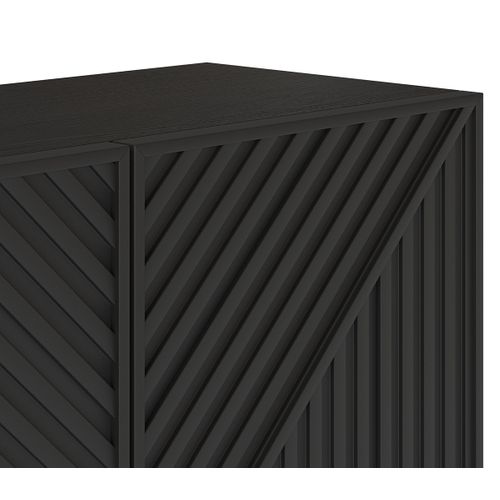 Meuble TV, Meuble De Salon Aspect Bois Coloris Noir, Pieds En Métal Noir