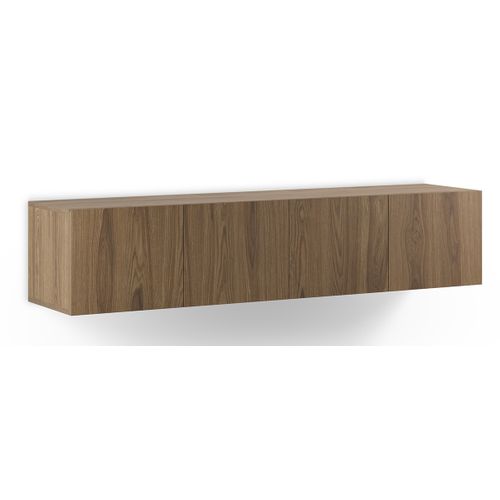 Meuble TV, Meuble De Salon Avec 4 Portes Aspect Bois Coloris Chêne - L. 180 X P. 35 X H. 38 Cm