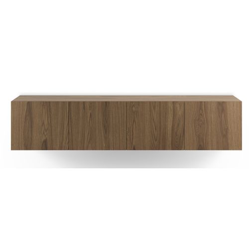 Meuble TV, Meuble De Salon Avec 4 Portes Aspect Bois Coloris Chêne - L. 180 X P. 35 X H. 38 Cm