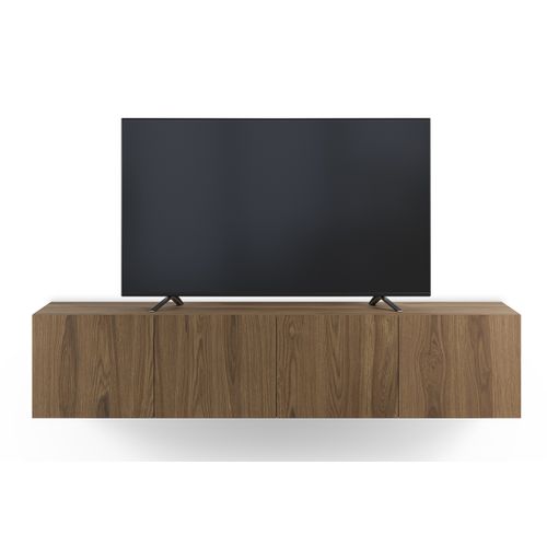 Meuble TV, Meuble De Salon Avec 4 Portes Aspect Bois Coloris Chêne - L. 180 X P. 35 X H. 38 Cm