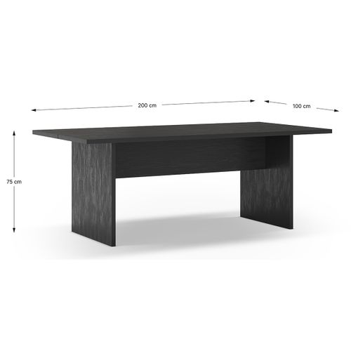 Table à Manger, Table De Repas Rectangulaire Aspect Bois Coloris Noir - L. 200 X P. 100 X H. 75 Cm