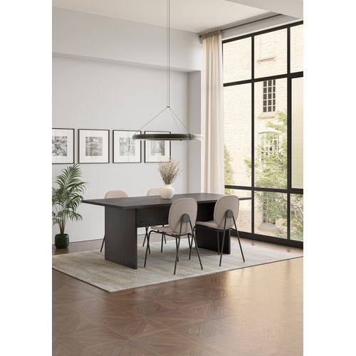 Table à Manger, Table De Repas Rectangulaire Aspect Bois Coloris Noir - L. 200 X P. 100 X H. 75 Cm