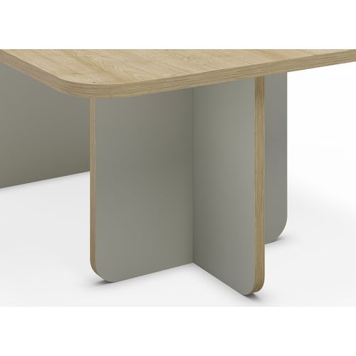 Table Basse, Table De Salon Rectangulaire Aspect Bois Coloris Chêne Et Pieds Coloris Vert