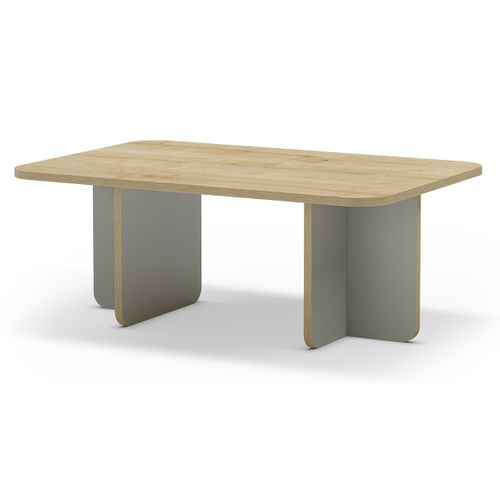 Table Basse, Table De Salon Rectangulaire Aspect Bois Coloris Chêne Et Pieds Coloris Vert