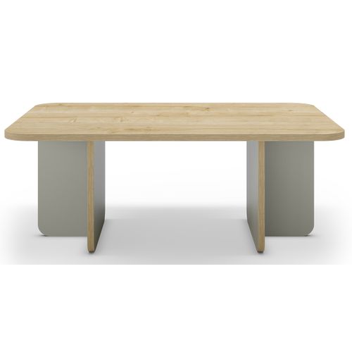 Table Basse, Table De Salon Rectangulaire Aspect Bois Coloris Chêne Et Pieds Coloris Vert