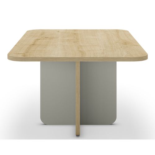 Table Basse, Table De Salon Rectangulaire Aspect Bois Coloris Chêne Et Pieds Coloris Vert