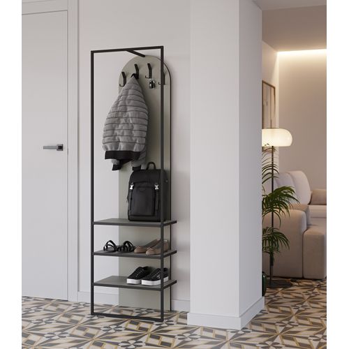 Meuble D'entrée, Buffet D'entrée Aspect Bois Coloris Vert Et Métal Noir