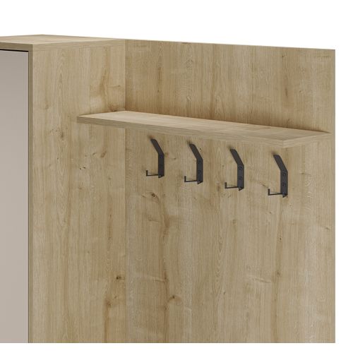 Meuble D'entrée Avec Porte-manteau Aspect Bois Coloris Crème Et Chêne