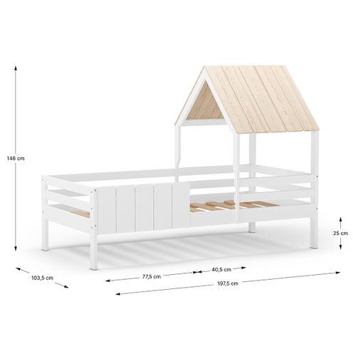 Lit Cabane Pour Enfant En Bois Coloris Blanc Avec Tiroir Intégré, Couchage 90 X 190 Cm