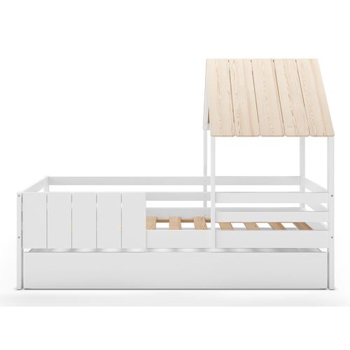 Lit Cabane Pour Enfant En Bois Coloris Blanc Avec Tiroir Intégré, Couchage 90 X 190 Cm