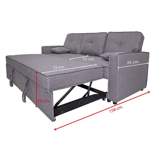 Canapé Lit, Canapé De Salon Avec Accoudoirs En Tissu Coloris Gris - L. 210 X P. 85 X H. 90 Cm