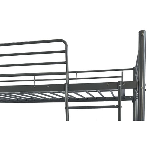 Lit Superposé En Métal Coloris Gris, Couchage 90x190 Cm - L. 200 X P. 97 X H. 161 Cm