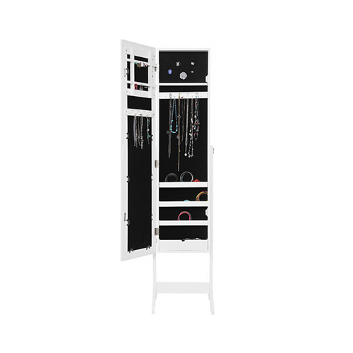Armoire à Bijoux Avec Miroir Lola Coloris Blanc Longueur 37 X Profondeur 34,5 X Hauteur 146,8 Cm