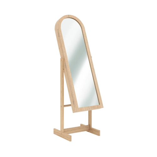 Armoire à Bijoux Avec Miroir Nora Coloris Effet Bois Naturel - L. 42 X P. 37,5 X H. 145 Cm