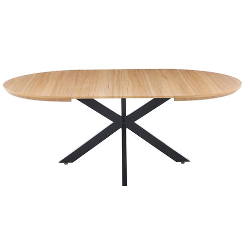 Table à Manger Ronde Extensible Coloris Chêne/noir - Longueur 130-170-210 X Hauteur 76 Cm