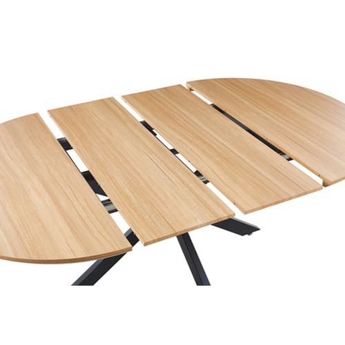 Table à Manger Ronde Extensible Coloris Chêne/noir - Longueur 130-170-210 X Hauteur 76 Cm