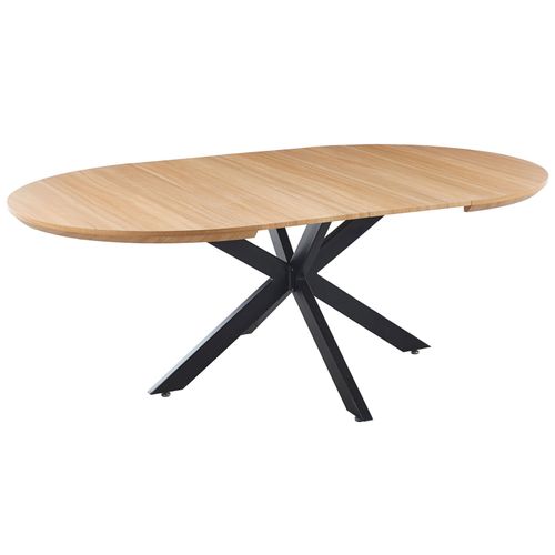 Table à Manger Ronde Extensible Coloris Chêne/noir - Longueur 130-170-210 X Hauteur 76 Cm