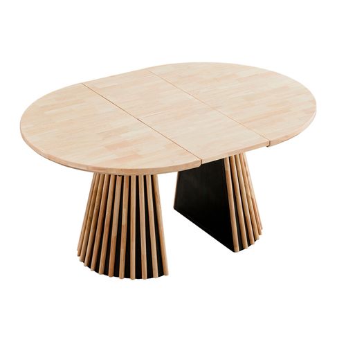 Table à Manger Ronde, Table De Repas Extensible Coloris Chêne Naturel