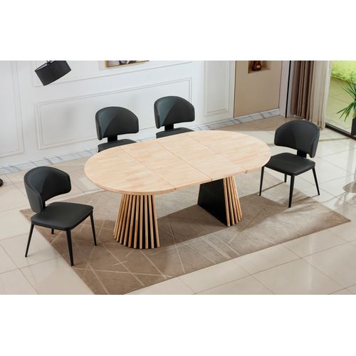 Table à Manger Ronde, Table De Repas Extensible Coloris Chêne Naturel