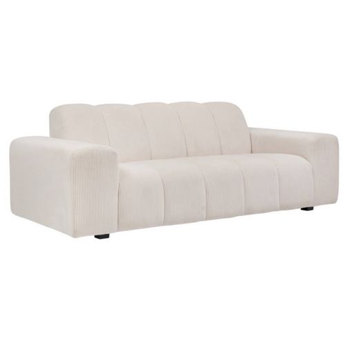 Canapé 3 Places Sofa Fauteuil Coloris Ivoire - Longueur 212 X Profondeur 97 X Hauteur 76 Cm