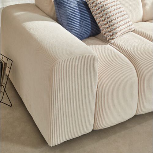 Canapé 3 Places Sofa Fauteuil Coloris Ivoire - Longueur 212 X Profondeur 97 X Hauteur 76 Cm