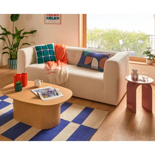 Canapé 3 Places Sofa Fauteuil Coloris Ivoire - Longueur 203 X Profondeur 90 X Hauteur 71 Cm