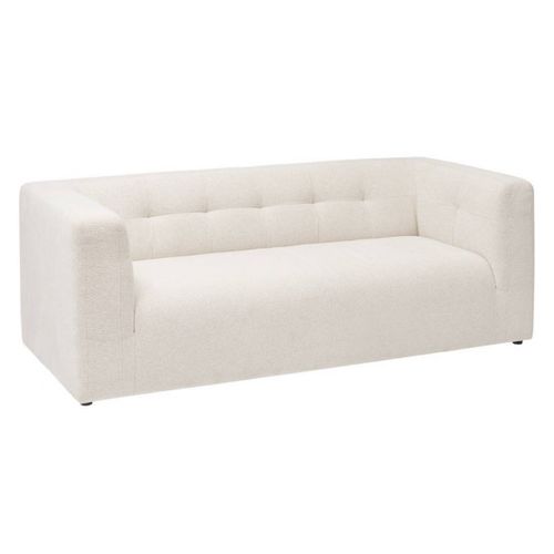 Canapé 3 Places Sofa Fauteuil Coloris Ivoire - Longueur 203 X Profondeur 90 X Hauteur 71 Cm